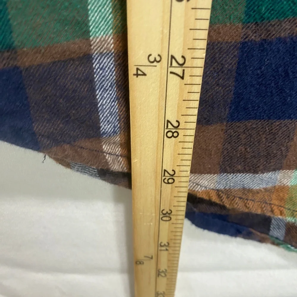 Levis Plaid Flannel Shirt Mens sz L Brown Blue Long Sleeve Button Up Western - Picture 7 of 9